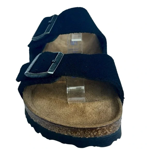 BIRKENSTOCK Arizona Soft Footbed Black Suede Leather Sandals US 8 8 1/2 A B New - Picture 2 of 16